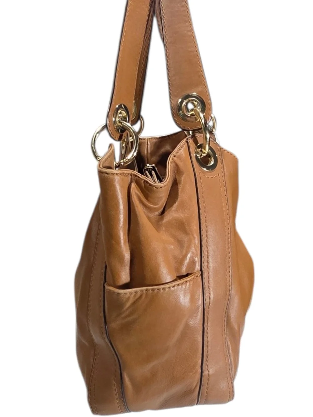 Michael Kors Tan Leather Drawstring Shoulder Bag - Picture 4 of 11